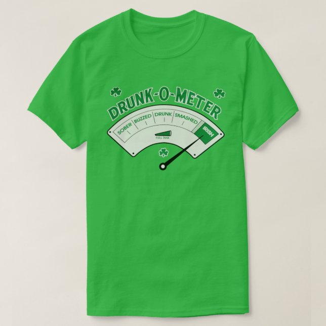 Camiseta Tee del Día de San Patricio Irlandés Drunk-O-Meter (Diseño del anverso)