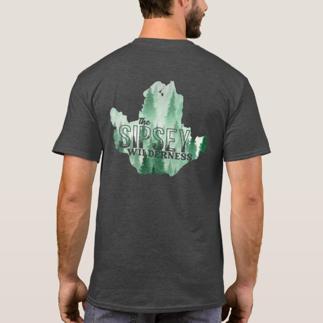 Camiseta Tee del mapa de acuarela de Sipsey Wilderness (Reverso)