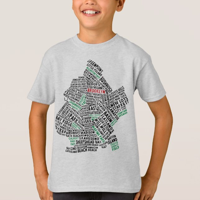 Camiseta Tee del mapa de tipografía de Brooklyn NYC (Anverso)