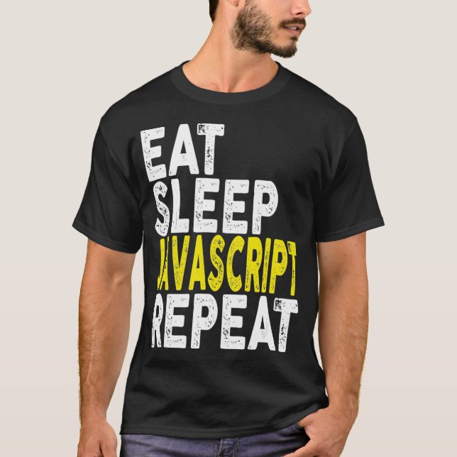Camiseta Tee del programador de    RepeatCoder de Javascrip (Anverso)