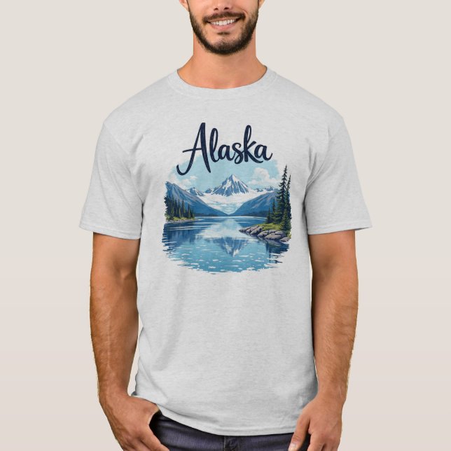 Camiseta Tee del río y las montañas de Alaska (Anverso)
