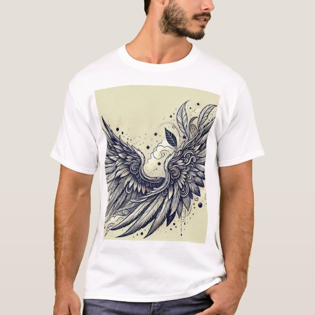Camiseta Tee del tatuaje del ala futurista (Anverso)