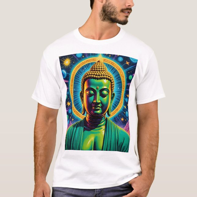 Camiseta Tee espiritual de iluminación cósmica de Buda (Anverso)