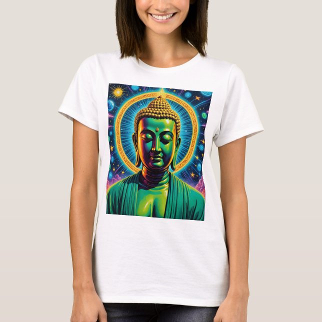 Camiseta Tee espiritual de iluminación cósmica de Buda (Anverso)