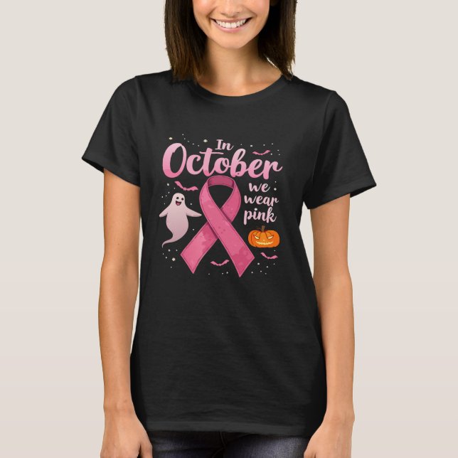 Camiseta Tee fantasma de la conciencia rosa de octubre (Anverso)