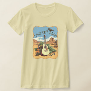 Camiseta Tee femenino con diseño de banda de Sage City.
