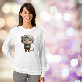 Camiseta Tee femenino de Elf, Navidades gatos inocentes