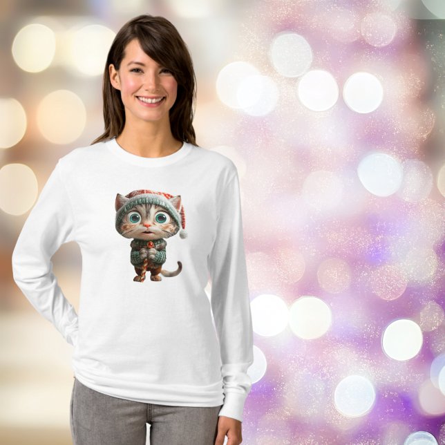 Camiseta Tee femenino de Elf, Navidades gatos inocentes (Subido por el creador)