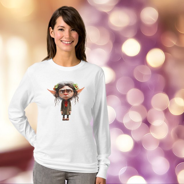Camiseta Tee femenino Elf Navidades de la dama del gato (Subido por el creador)