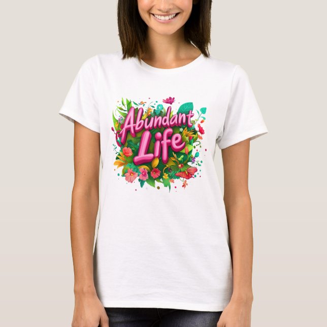 Camiseta Tee floral Abundant Life (frontal) (Anverso)