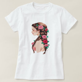 Camiseta Tee floral de pelo trenzado para mujeres