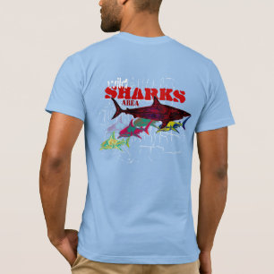 Camiseta tee fresco de área de tiburones silvestres