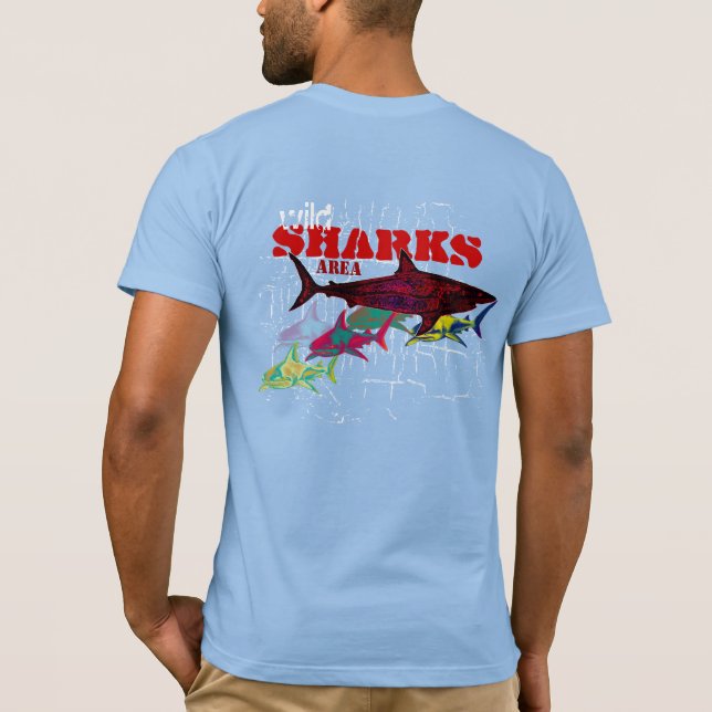 Camiseta tee fresco de área de tiburones silvestres (Reverso)