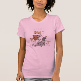 Camiseta "Tee gráfico apilado de gatos 'Meow' para mujeres 