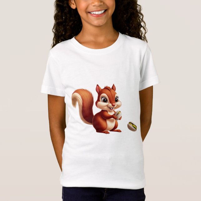 Camiseta Tee gráfico de ardilla para Chicas - Algodón suave (Anverso)