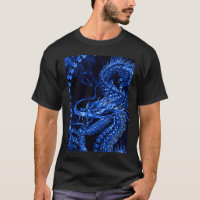 Tee gráfico de arte del dragón chino azul
