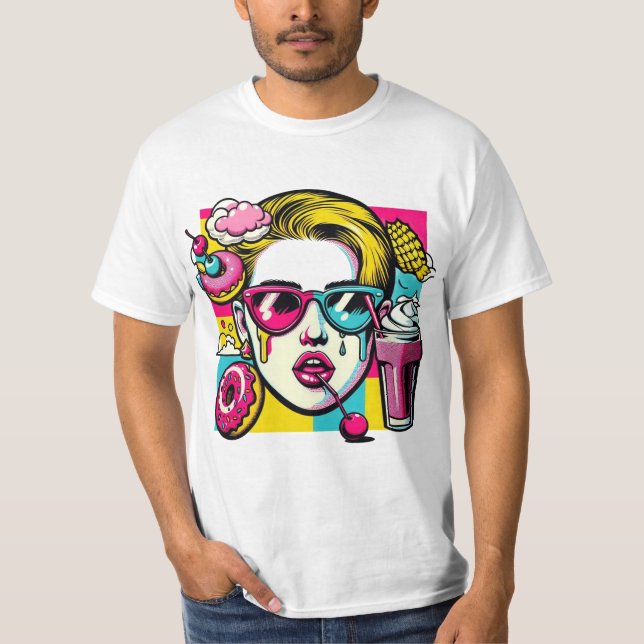 Camiseta Tee gráfico de arte pop colorido (Anverso)