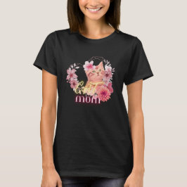 Camiseta Tee gráfico de gatitos florales para mujeres, rega