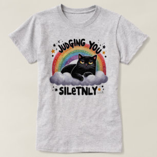 Camiseta Tee gráfico de gatos ingenioso - Juzgarte silencio