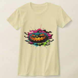 Camiseta Tee gráfico de Halloween de calabaza malvada - Esp