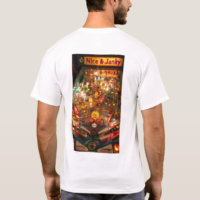 Camiseta Tee gráfico de la máquina de pinball retro (Reverso)
