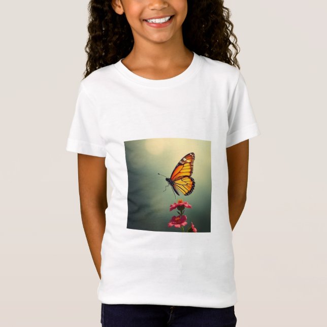 Camiseta "Tee gráfico de mariposa y flores" (Anverso)
