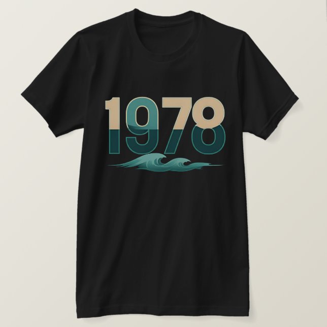 Camiseta Tee gráfico de olas oceánicas retro 1978 (Anverso del diseño)