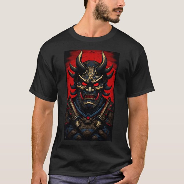 Camiseta Tee gráfico de Oni de Samurai Japonés (Anverso)