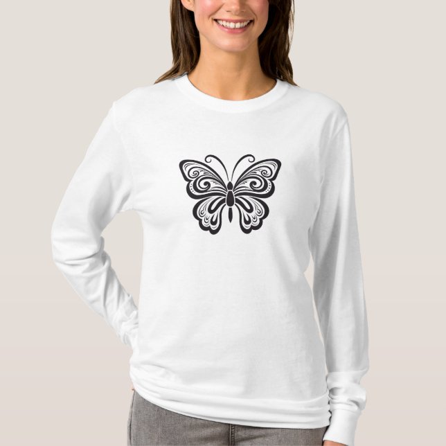 Camiseta Tee gráfico de ornamento de mariposa (Anverso)