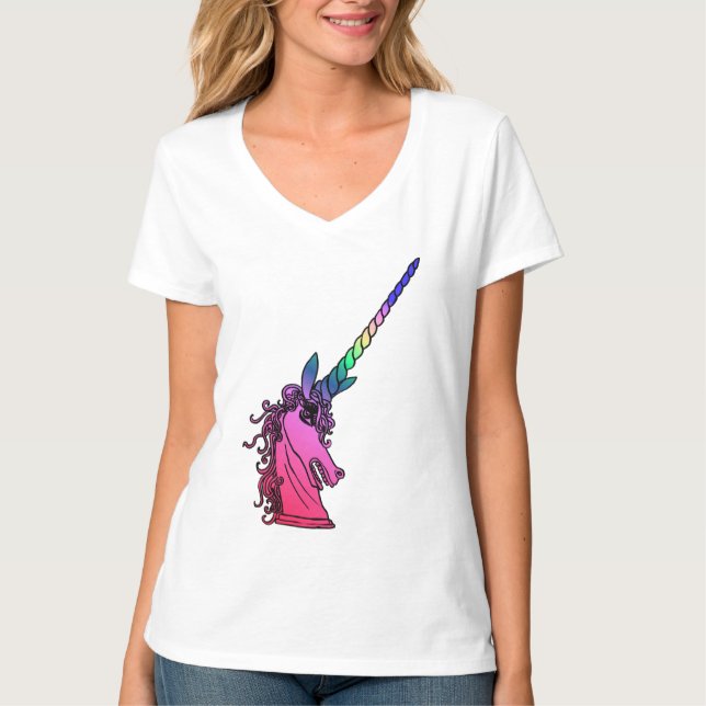 Camiseta Tee gráfico de Rainbow Unicorn Cameo Emblem (Anverso)
