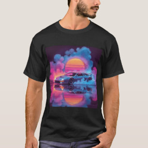 Camiseta Tee gráfico de Synthwave Neon Car