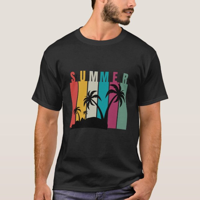Camiseta Tee gráfico de videos de verano - Árboles de palma (Anverso)