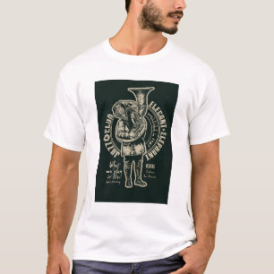 Camiseta Tee gráfico del elefante blanco de cosecha de tuba