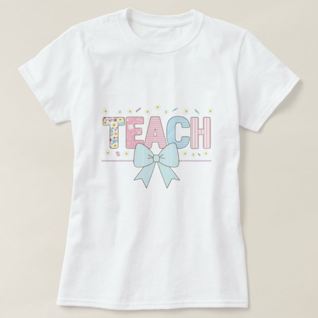 Camiseta Tee gráfico del profesor Pastel - Cute Floral y Gi (Diseño del anverso)