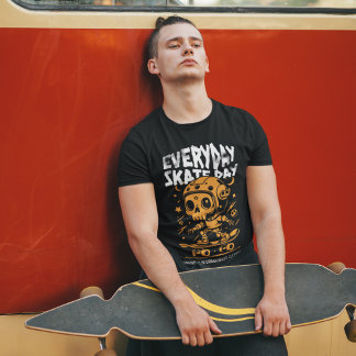 Camiseta Tee gráfico del Skull Skateboard del Día del Esquí