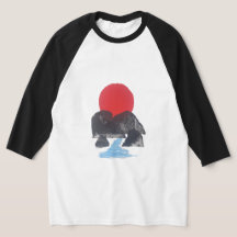 Tee gráfico japonés de impresión en bloques de mon