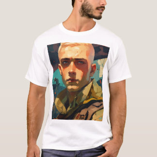 Camiseta Tee Gráfico Negrita Con Retrato Masculino Sorprend