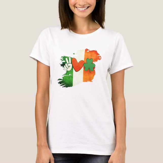 Camiseta Tee irlandés de amor por la paz, Retro St Patricks (Anverso)