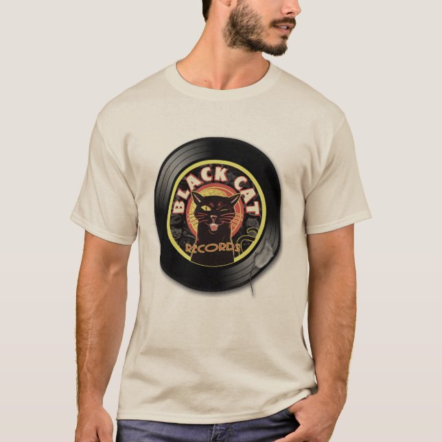 Camiseta Tee ligero de registros de gato negro - jazz retro (Anverso)