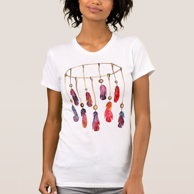 Camiseta Tee móvil de acuarelas Feathers (Anverso)