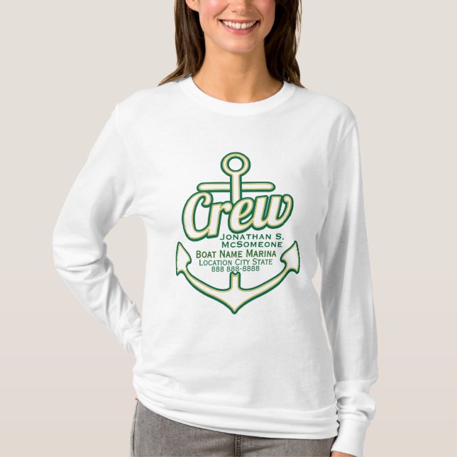 Camiseta Tee Náutico De Ancla Totalmente Personalizada (Anverso)