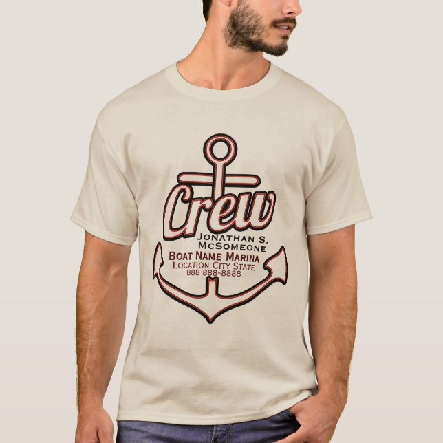 Camiseta Tee Náutico De Ancla Totalmente Personalizada (Anverso)