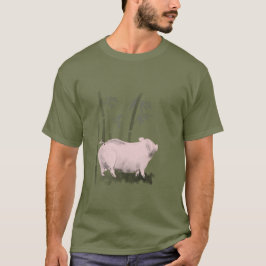 Camiseta Tee original de dibujo de cerdo y bambú
