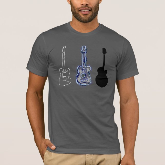 Camiseta tee para guitarsta / 3 guitarras (Anverso)