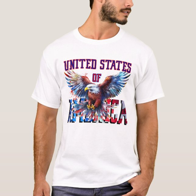 Camiseta Tee patriótico de águila en alza (Anverso)