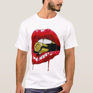 Camiseta Tee Red Lips Teeth Gold Bullet Yell T-Shirt
