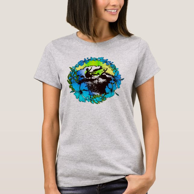 Camiseta Tee retro gráfico de Groovy Hawaiian Surfer 1960 (Anverso)
