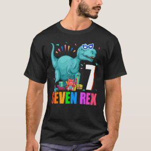 Camiseta Tee Seven Dinosaur Niños De 7 Años Siete Rex 7B