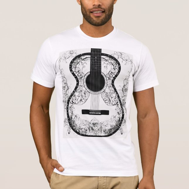 Camiseta Tee Simétrico De Guitarra Cardíaca Rota - Tinta fi (Anverso)