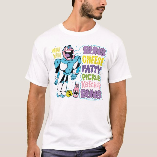 Camiseta Teen Titans Go! | Cyborg Burger Rap (Anverso)